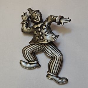 Vintage JJ Jonette Jewelry Articulated Clown Brooch